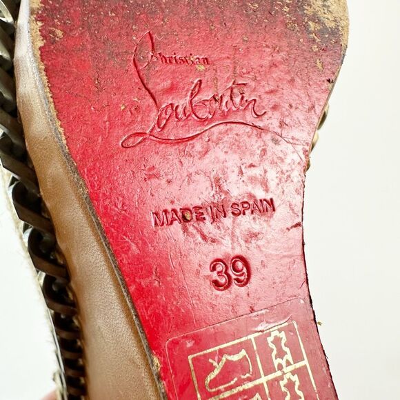 CHRISTIAN LOUBOUTIN Macarena Platform Chain Heels Size 39 US 8.5 Brown Wedge - Picture 10 of 11